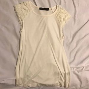 white ruffle sleeve shirt